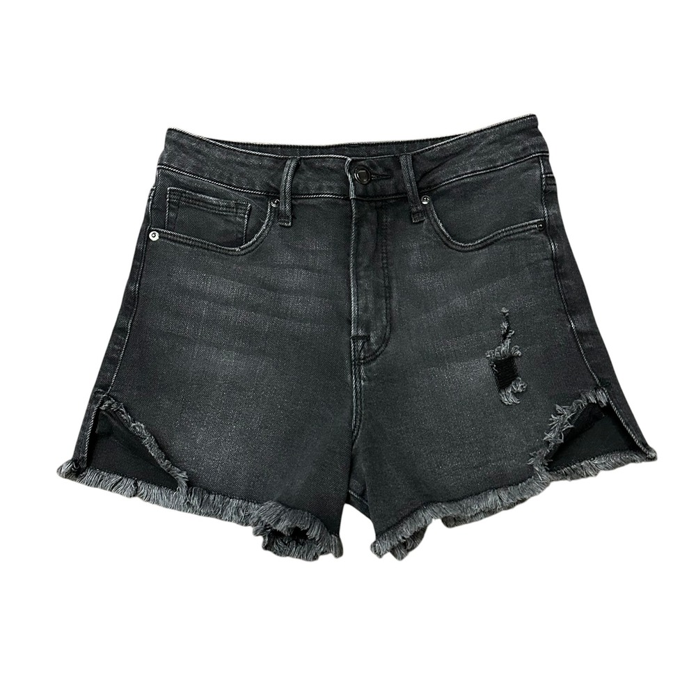 Good American Good Curve Short in Washed Black Distressed Cutoff Denim Size 6/28